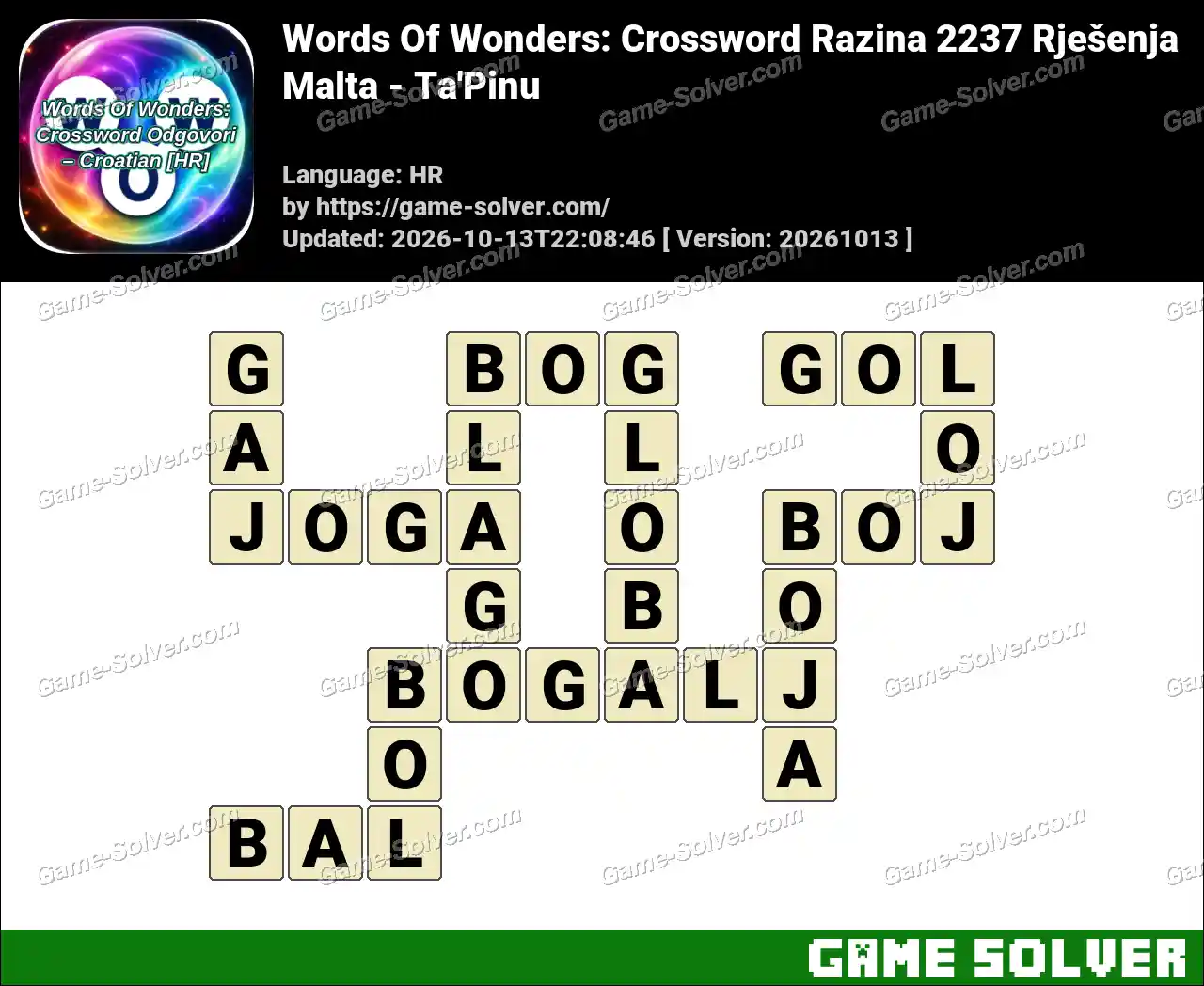 Words Of Wonders: Crossword Razina 2237 Rješenja – Malta – Ta’Pinu